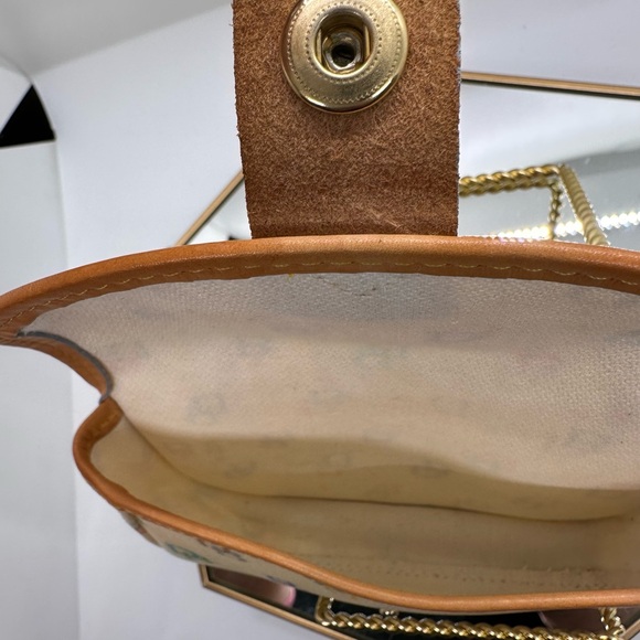 Dooney & Bourke Vintage Multicolor Monogram Wristlet with natural Leather Trim - Picture 4 of 5